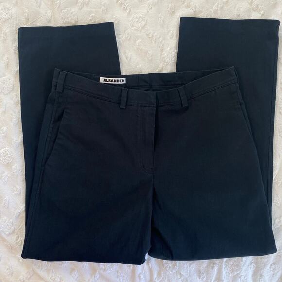 Jil Sander Womens Size 42 US 12 Dress Pants Black Straight Leg Cotton Stretch - Picture 7 of 7
